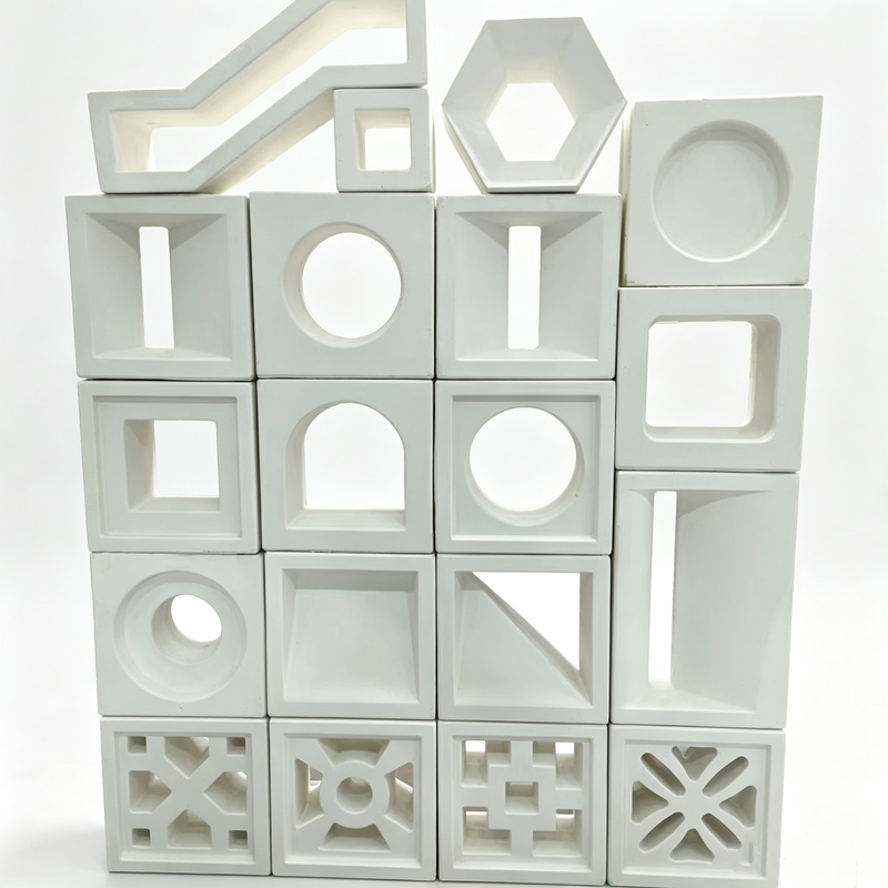 Hollow Geometric Cement Breeze Blocks Decorative Patterned White Screen Blocks for Indoor Garden & Patio Partition