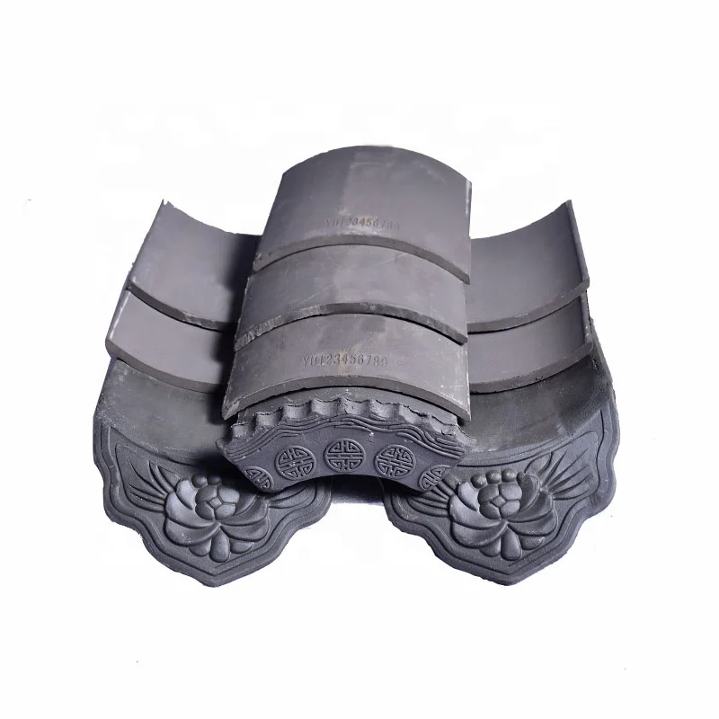 Traditional Chinese Grey Clay Roof Tiles Set with Decorative Eaves Antique Asian Curved Roof Tiles for Pagodas & Temples