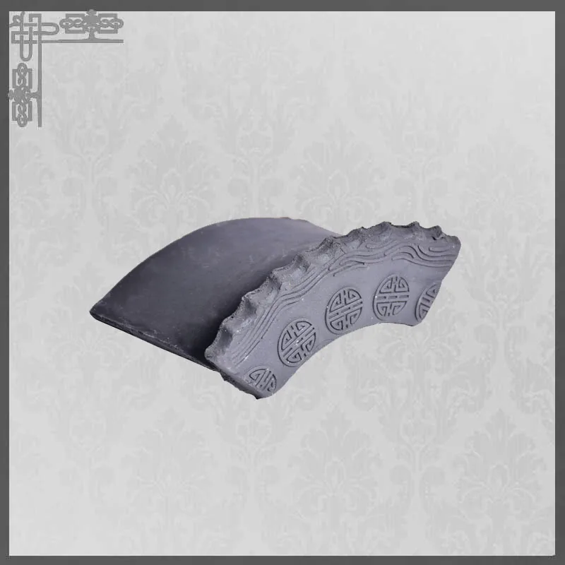 Asian Antique Style Dark Grey Ridge Crown Tiles Decorative Synthetic Roof Ridge Set for Courtyard Gates & Garden Perimeter Walls