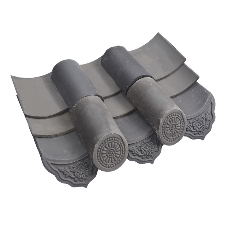 Traditional Chinese Grey Clay Roof Tile System Set Curved Cap, Flat Pan Tile, Eaves Dripping & Ridge Tiles for Asian Architecture