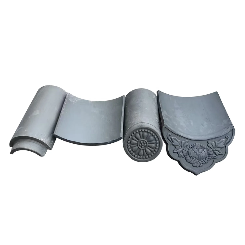 Asian Antique Style Dark Grey Clay Roof Tiles Decorative Eaves Edge Tile System for Pagodas, Courtyard Gates & Wall Caps