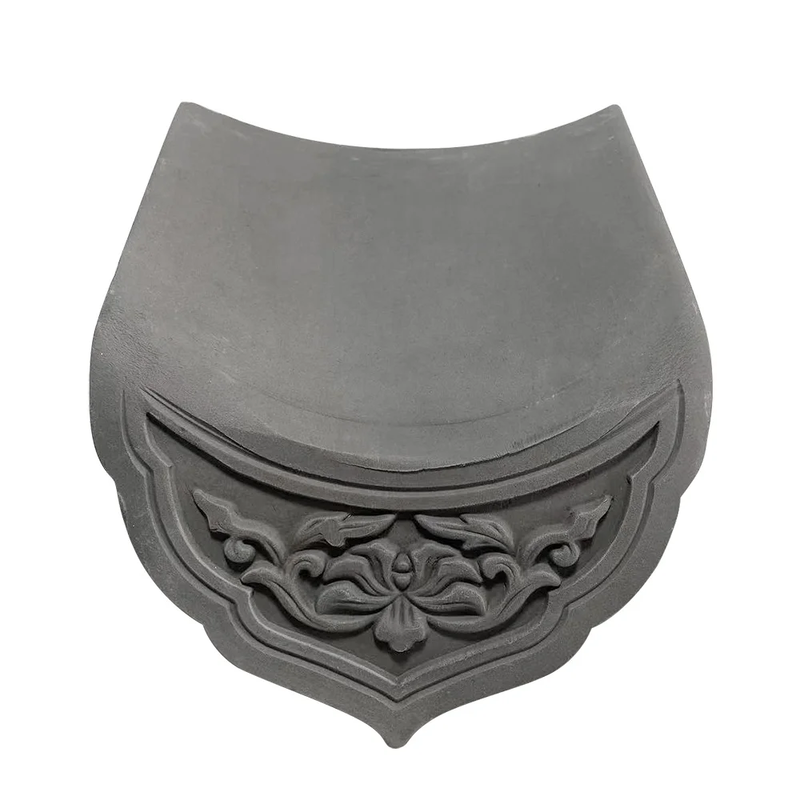 Grey Ceramic Chinese Roof Tiles Full Set Decorative Eaves Tiles & Barrel Caps for Tea House Outdoor Landscape Architecture