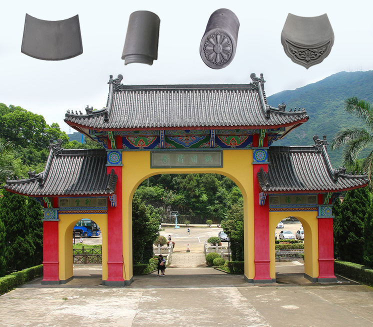 Traditional Chinese Clay Roof Tiles for Paifang Gateways Heavy-Duty Grey Ceramic Tile System for Archway Portals & Temple Entrances