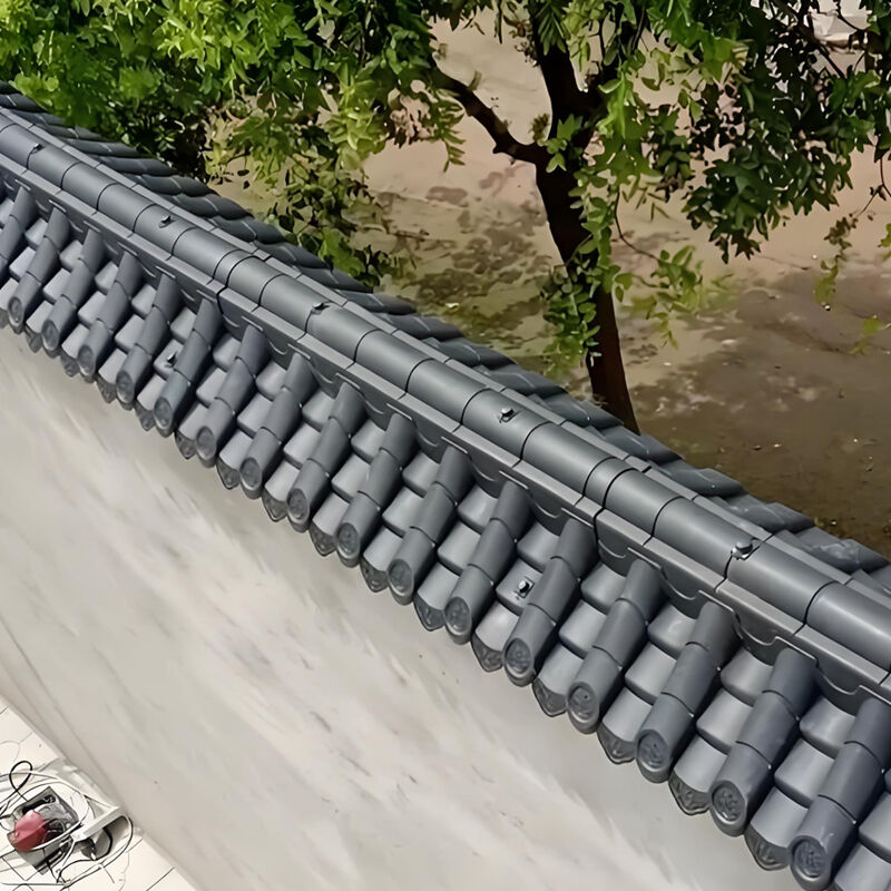 Chinese Style Perimeter Wall Cap Tiles Plastic Lightweight Composite Eaves & Ridge Tile Supplies for Landscape Architecture