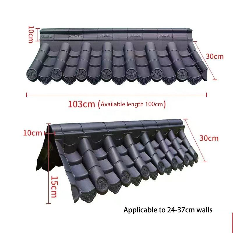 Chinese Style Perimeter Wall Cap Tiles Plastic Lightweight Composite Eaves & Ridge Tile Supplies for Landscape Architecture