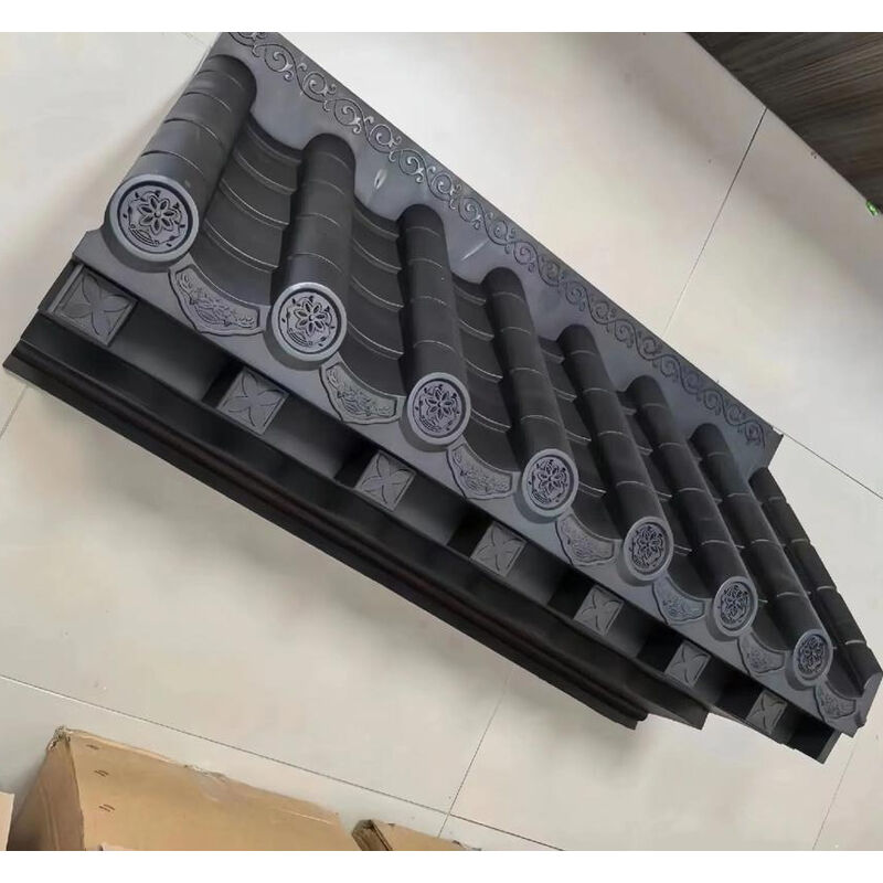 Modular Asian Style Wall Top Eaves Cover Weatherproof Resin Chinese Roof Ridge Tiles for Hotel & Restaurant Wall Decor