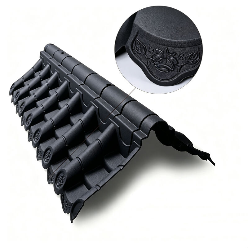 Modular Double-Sided Chinese Style Gate Canopy & Wall Dual-Sloped PP Polymer Roof Tiles Ridge & Eaves Modules 