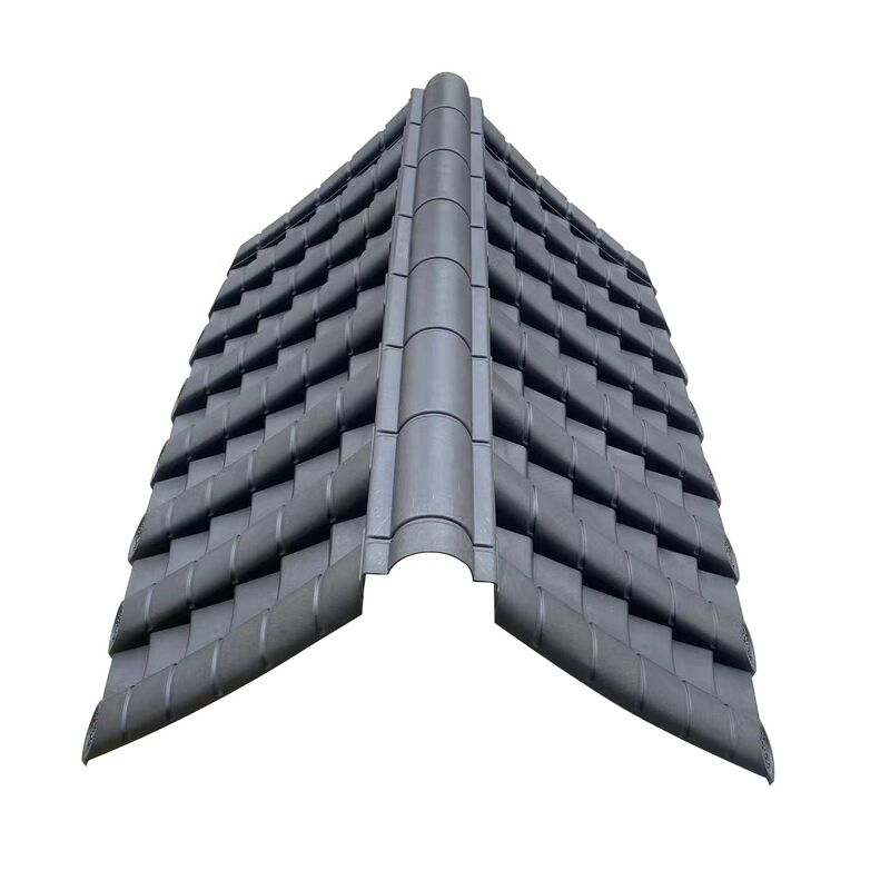 Lightweight Plastic Chinese Roof Ridge Tiles UV-Resistant Red & Black Polymer Ridge Cap Cover for Garden Wall & Pavilion Roofs
