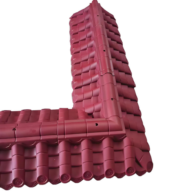 Lightweight Plastic Chinese Roof Ridge Tiles UV-Resistant Red & Black Polymer Ridge Cap Cover for Garden Wall & Pavilion Roofs