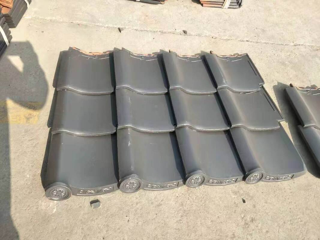 Dark Grey Glazed Ceramic Kawara Eaves Tiles Japanese Style Glazed Roof Tiles for Resort Villa & Cultural Architecture