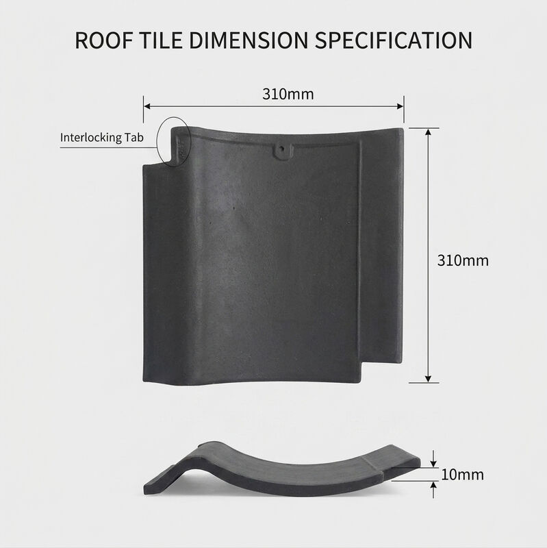 Minimalist Japanese Flat Ceramic Kawara Tiles Matte Black Interlocking Roof Tiles for Timber Frame Houses
