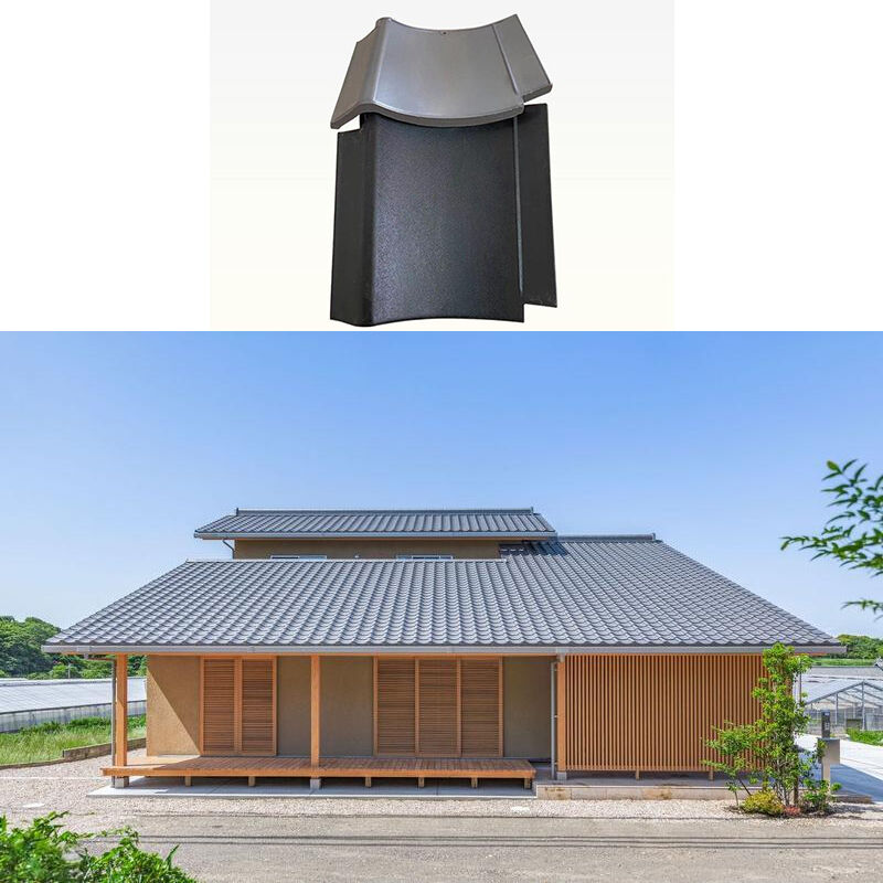 Minimalist Japanese Flat Ceramic Kawara Tiles Matte Black Interlocking Roof Tiles for Timber Frame Houses