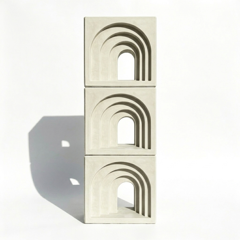 3D Arch Concrete Ventilation Breeze Blocks | Hollow Decorative Cement Bricks for Storefronts & Architectural Sunscreen Walls