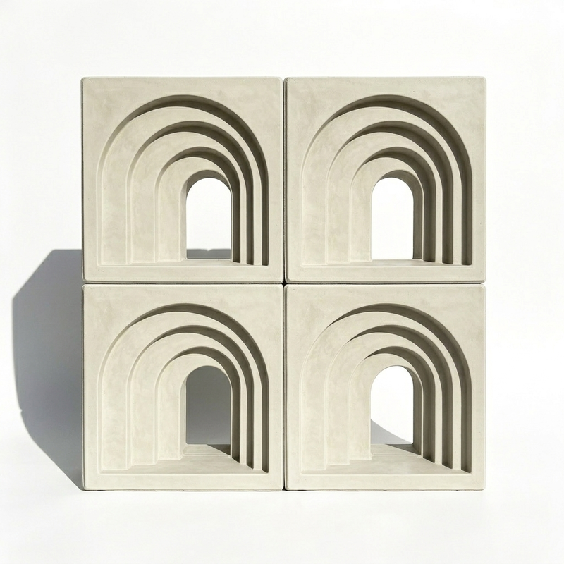 3D Arch Concrete Ventilation Breeze Blocks | Hollow Decorative Cement Bricks for Storefronts & Architectural Sunscreen Walls