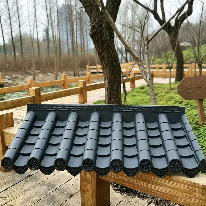Synthetic Resin Wall Coping Roof Tiles Plastic ASA Chinese Fence Topper Sheets with Fretwork Ridge for Garden Building