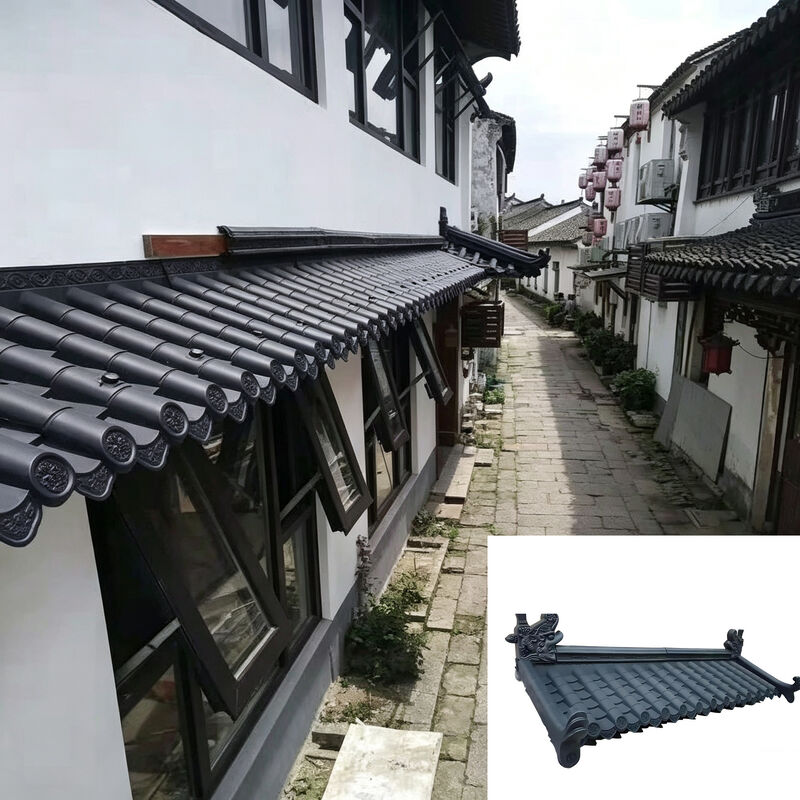 Synthetic Resin Chinese Window Awning Roof Kit Lightweight Plastic Door Canopy Panels with Ornamental Ridge