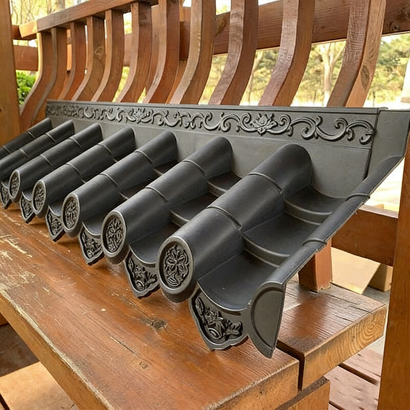 Synthetic PVC Courtyard Wall Roof Tile Caps Outdoor Plastic Wall Coping Sheets for Asian Garden Perimeter Walls