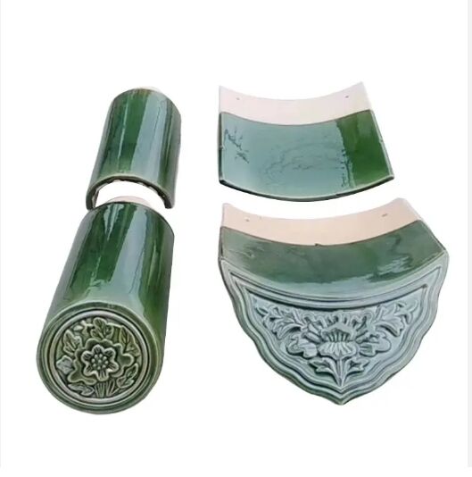 Green Glazed Chinese Roof Tiles Traditional Ceramic Wall Coping Tiles for Asian Garden Boundary Walls