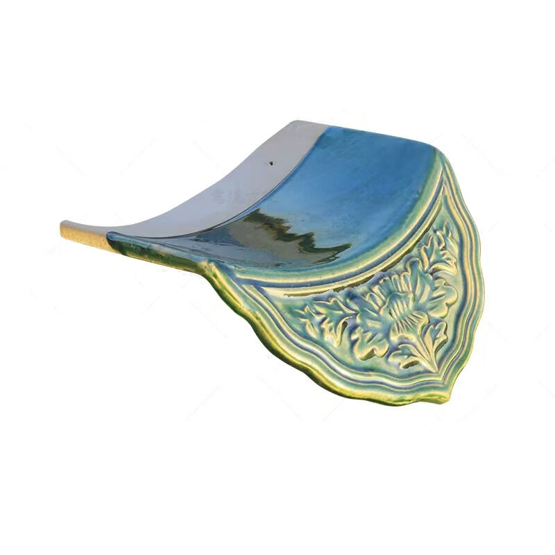 Green Glazed Chinese Roof Tiles Traditional Ceramic Wall Coping Tiles for Asian Garden Boundary Walls