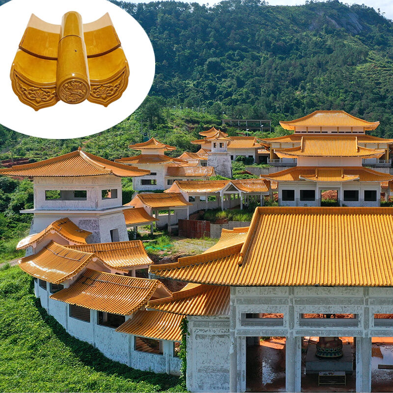 Traditional Imperial Yellow Glazed Clay Roof Tiles Antique Chinese Ceramic Roofing Tiles for Temple Gazebo Building