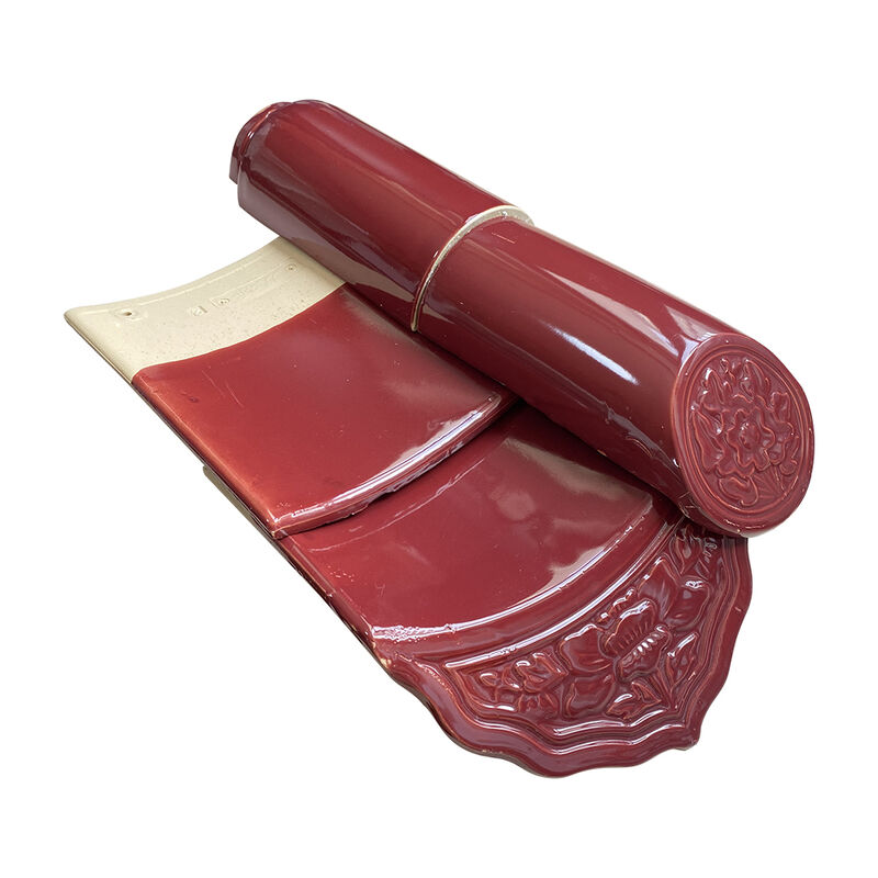 High-Fired Vitreous Chinese Style Ceramic Roof Tiles Frostproof Chinese Red Glazed Tiles for Chinese Pagoda & Pavilion Roofing