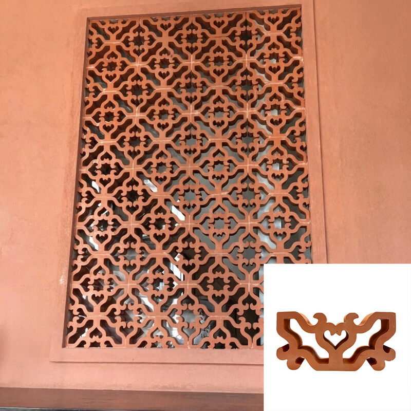 Ornate Terracotta Lattice Screen Bricks Decorative Natural Clay Breeze Blocks for Resort Privacy Partitions