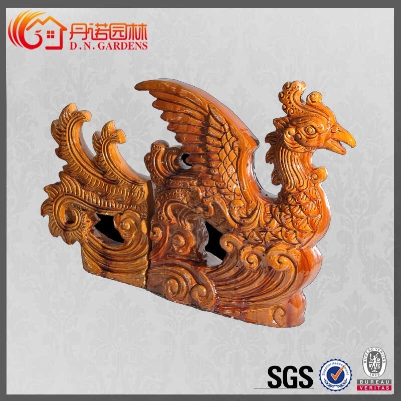 Gazebo Asian Ceramic Figurines Temple Dragon Roof Ridge Ornaments