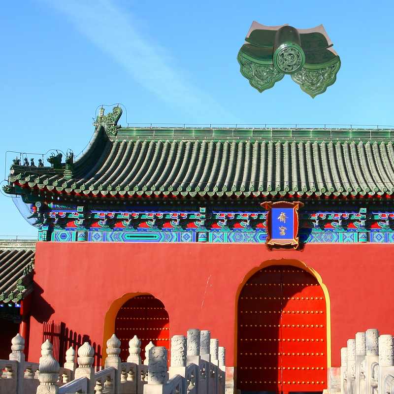 Asian style Chinese Temple Pagoda Tiles Roof Green