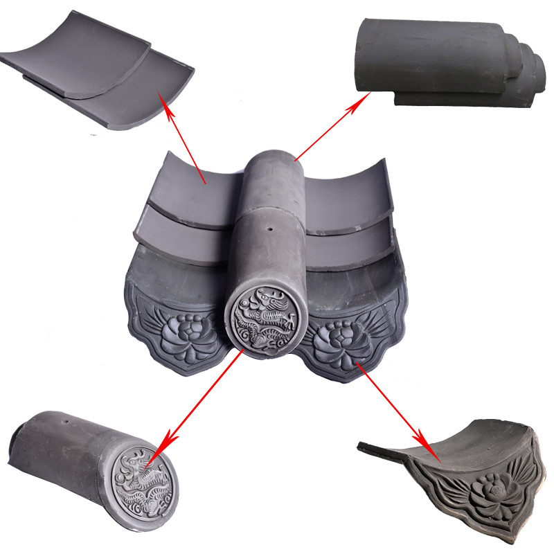 Natural Resistant Decorative Chinese Clay Roof Tiles Corner Roof Ridge Tiles Roof