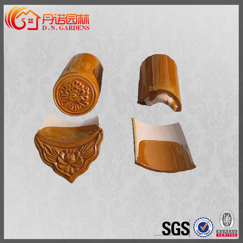 Traditional Chinese ceramic roof tiles yellow color for temple restoration