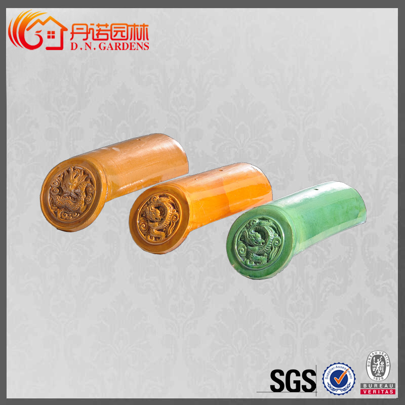 Traditional Chinese ceramic roof tiles yellow color for temple restoration