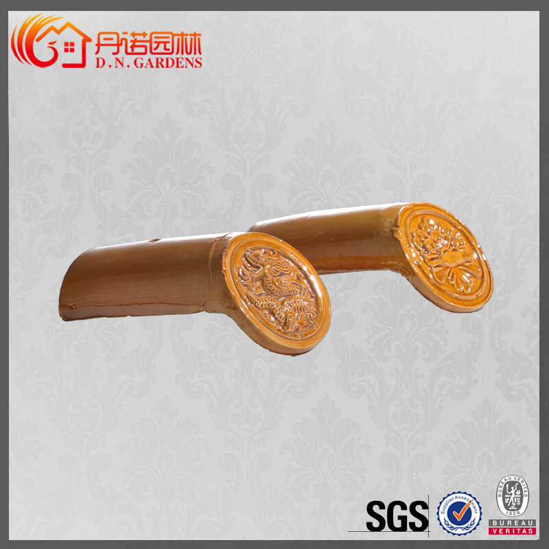 Traditional Chinese ceramic roof tiles yellow color for temple restoration