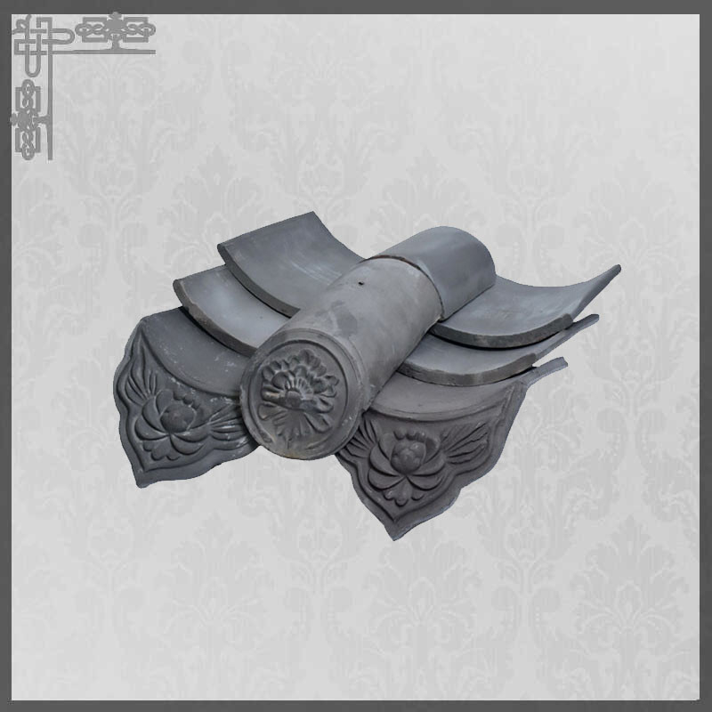 Traditional 180mm Chinese Clay Roof Tiles Grey Matt Unglazed Japanese Roof Tile