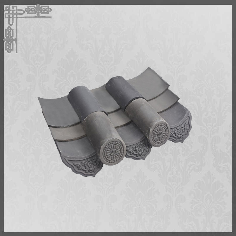 Chinese Pagoda Clay Roof Tiles House Ornaments 160mm Grey Ceramic Roof Tiles