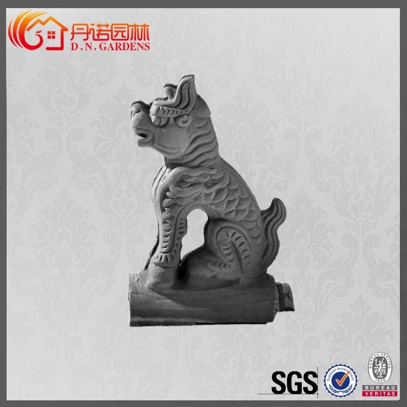 Buddhist Ornamental Clay Ridge Tiles Unglazed Grey Chinese Curved Roof Tile