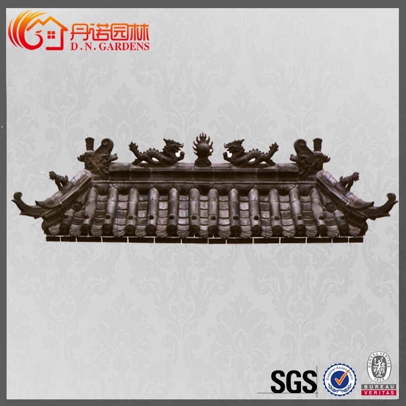 Unglazed Grey Chinese Roof Ornaments Malaysia Temple Handmade Dragon Roof Tile