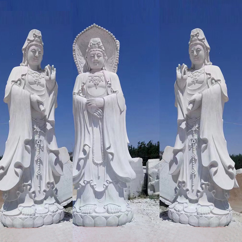 Guanyin Craft Chinese Stone Statue 2m Handmade Carving Marble Figues