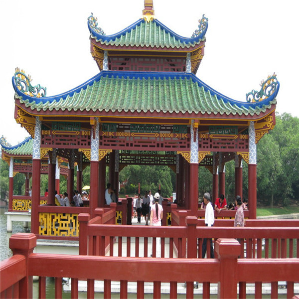 Traditional Garden Chinese Glazed Roof Tiles Gazebo Plain Decorative
