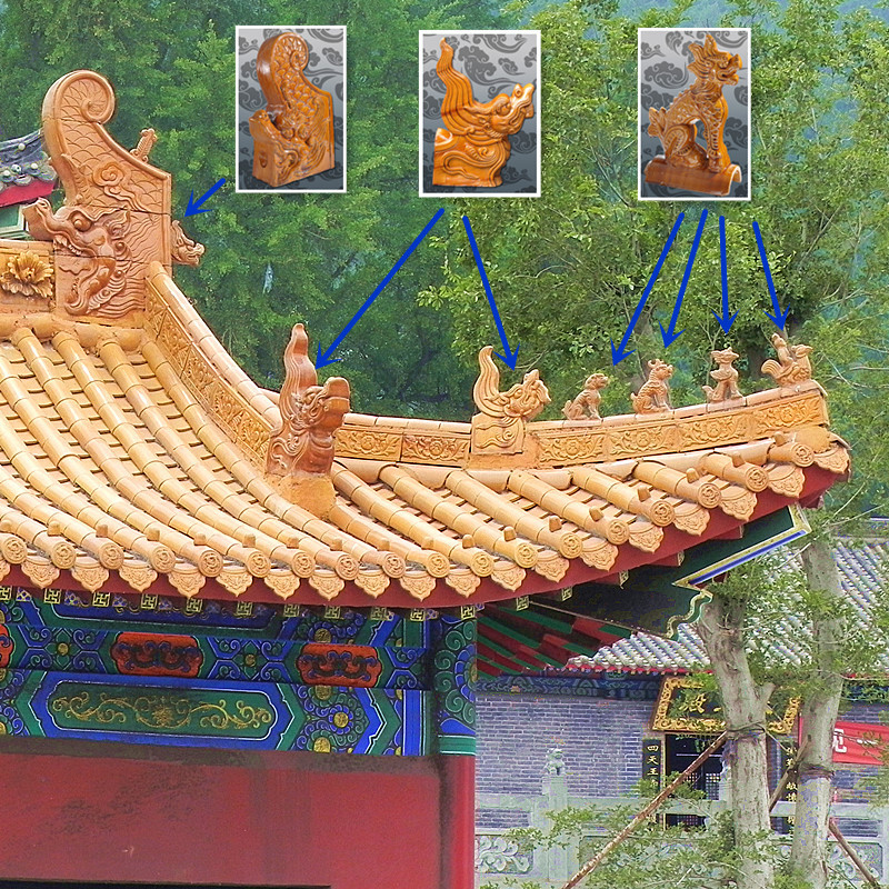 Yellow roof decoration Chinese temple ceramic roof tiles
