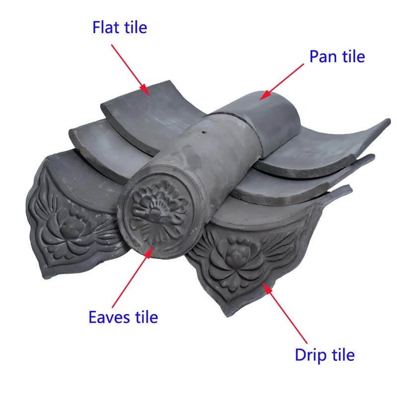 Chinese 4m X 3m Wooden Gazebo Grey Clay Roof Tiles Japanese Garden Pagoda