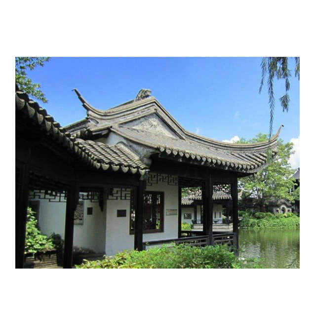 Wooden Gazebo Chinese Clay Roof Tiles Matt Unglazed Asian Gray