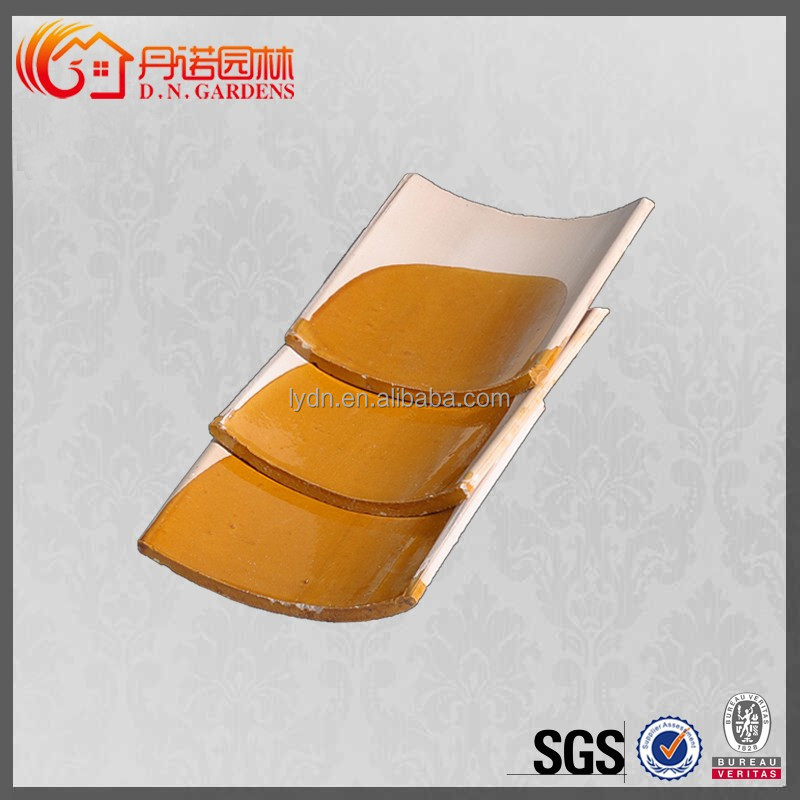 Old Chinese Style Glazed Gazebo Roof Tiles Yellow Color