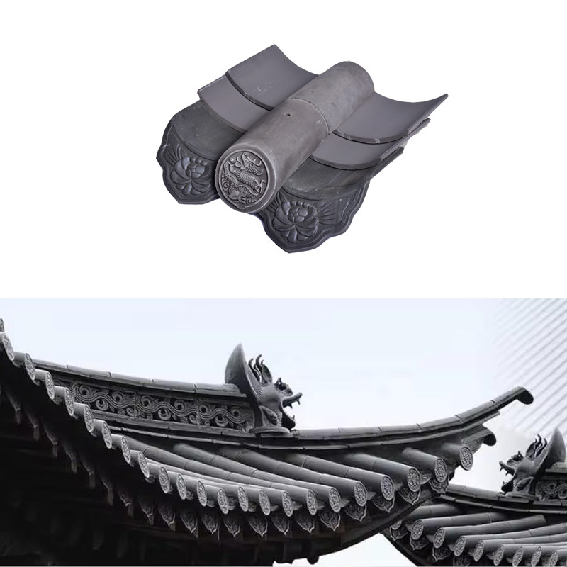 Natural Resistant Decorative Chinese Clay Roof Tiles Corner Roof Ridge ...