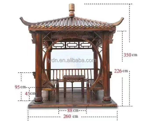 Arbours Traditional Chinese Wood Gazebo Outdoor 3.4m Solid Pagoda Garden