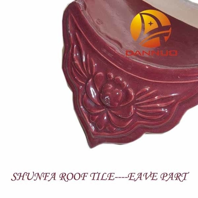 Custom Chinese Rose Red Glazed Ceramic Roof Tiles frost resistant 220mm