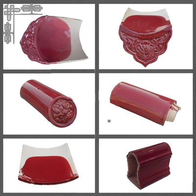 Custom Frost Resistant Rose Red Glazed Ceramic Roof Tiles 220mm
