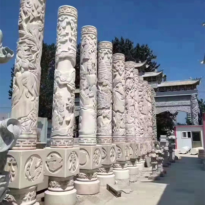 Smooth Marble Stone Sculpture Baluster Handmade Carving Railing Chinese Stone Bridge