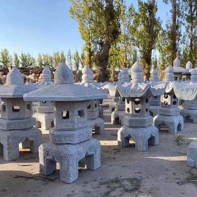 Marble Sculpture Antique Japanese Pagoda Garden Lanterns Handmade Grey