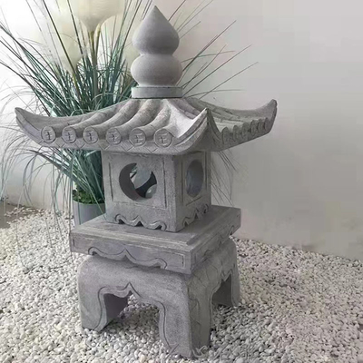 Marble Sculpture Antique Japanese Pagoda Garden Lanterns Handmade Grey