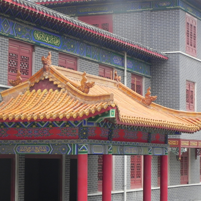 Yellow glazed Chinese style roof tiles for temple in Singapore